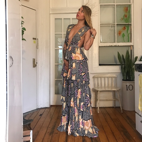 Mara Hoffman Dresses & Skirts - Mara Hoffman long tiered maxi gown printed 26”